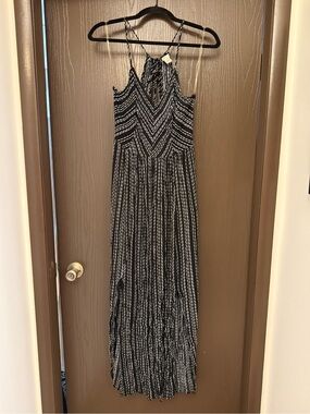 Cozy Casual Black & White Striped Maxi Dress